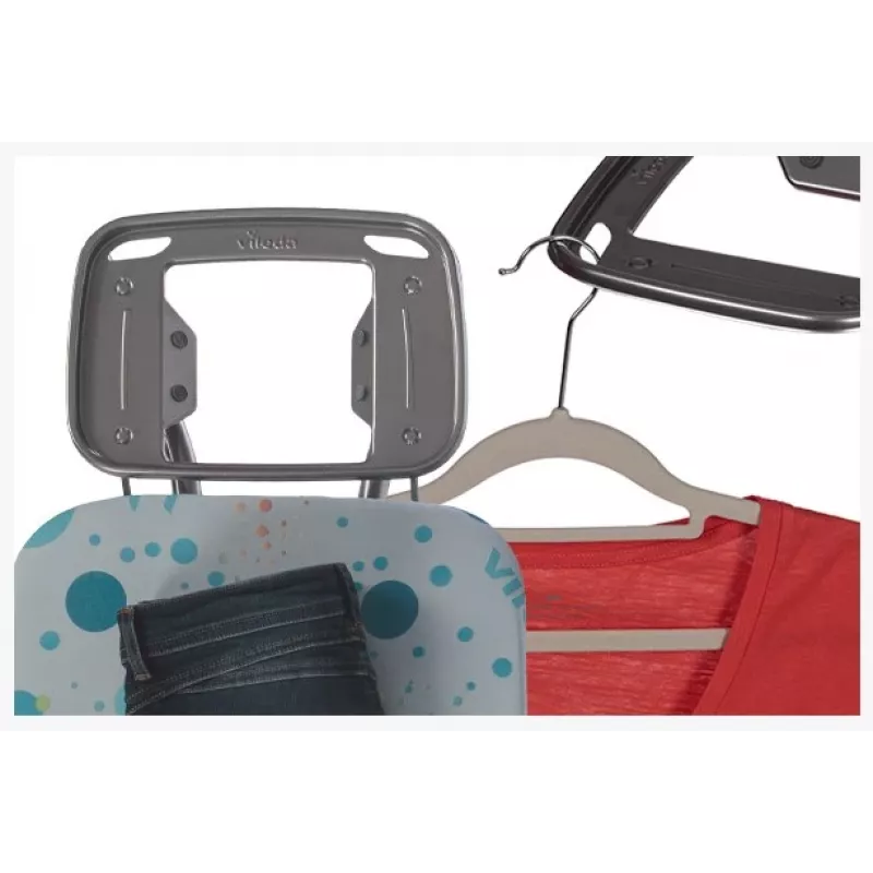 Full-size ironing board Vileda — full-size stainless steel legs 1200×380 mm board height 75–96 cm foldable iron holder