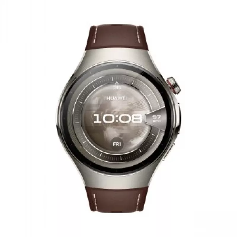Smartwatch HUAWEI WATCH 5 Classic 46 mm, 1.38 inch AMOLED 466×466, Touchscreen, GPS, Silver case, Brown band