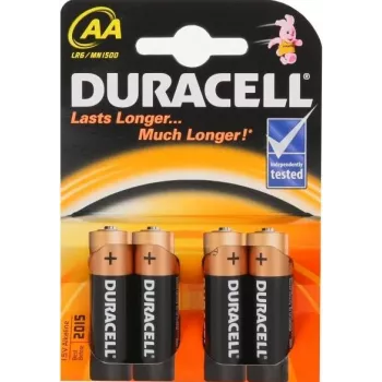 Single-use alkaline battery Duracell AA LR6 1.5 V, pack of 4