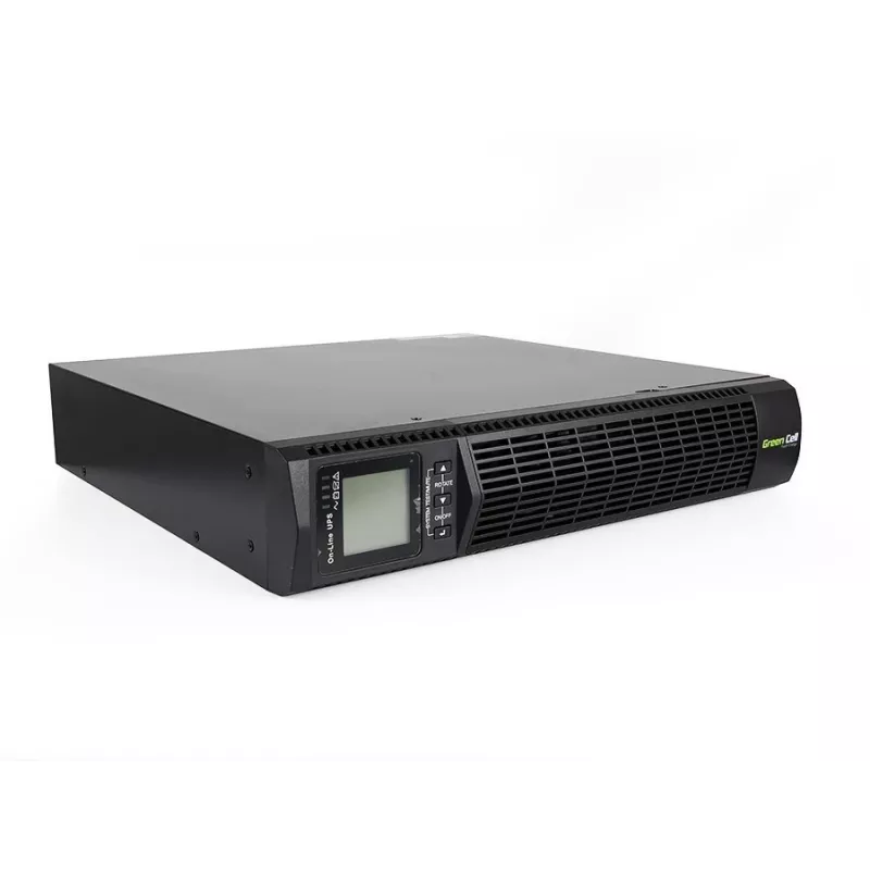 Uninterruptible Power Supply Green Cell UPS13 — Online double-conversion UPS, 1000 VA / 900 W, pure sine, 6 AC outlets, LCD, 2×12V 9Ah batteries