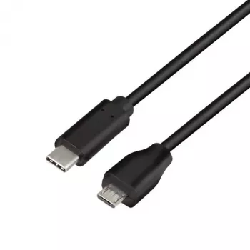 Logilink - USB Cable - USB 2.0 Type C (M) to Micro-USB 2.0 (M) - USB 2.0 - 15 V - 3 A - 1 m - Black (CU0197)