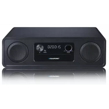 Micro Hi‑Fi system BLAUPUNKT MS20BK — CD/MP3/WMA, Bluetooth 5.0, FM, USB, MicroSD, 2×20W RMS, AUX, RCA, LED display, 100–240V, black
