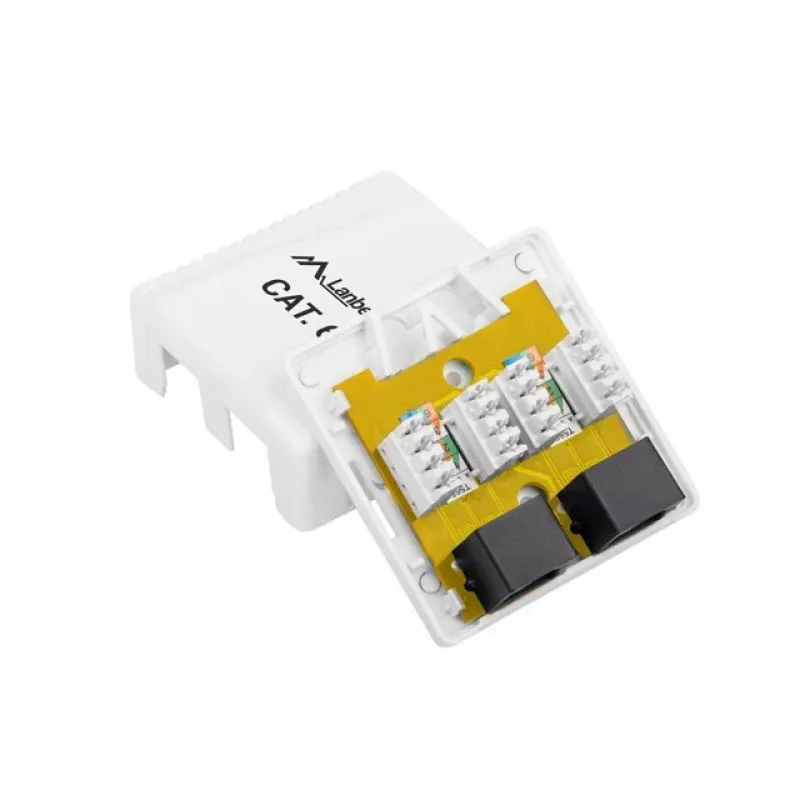 LANBERG Outlet Box RJ-45 Cat6 OU6-0002-W white, 2 sockets, 30×54×57 mm