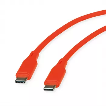 ROLINE USB 2.0 Cable C-C ST/ST Silicone 60W 1m Orange - Cable - Digital/Data (11.02.9124)