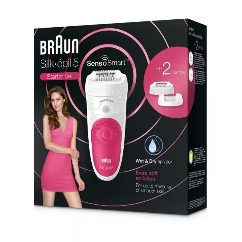 Braun Silk-epil 5 5-500 SensoSmart epilator, pink/white