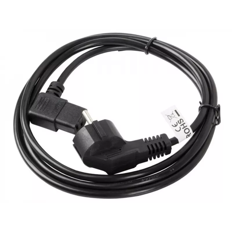Power cable LANBERG CA-C13C-12CC-0018-BK, 2 m, C13 coupler to CEE7/7, black, angled C13