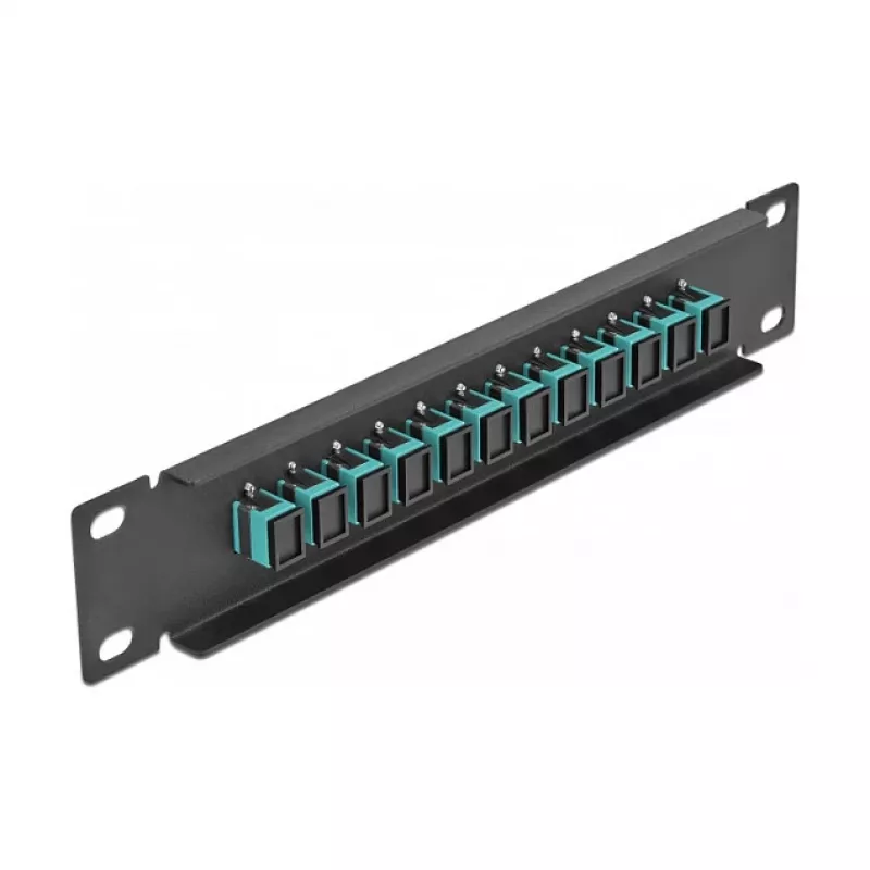 Fiber Optic Patch Panel DeLOCK 10 inch 12 Port SC Simplex aqua 1U black