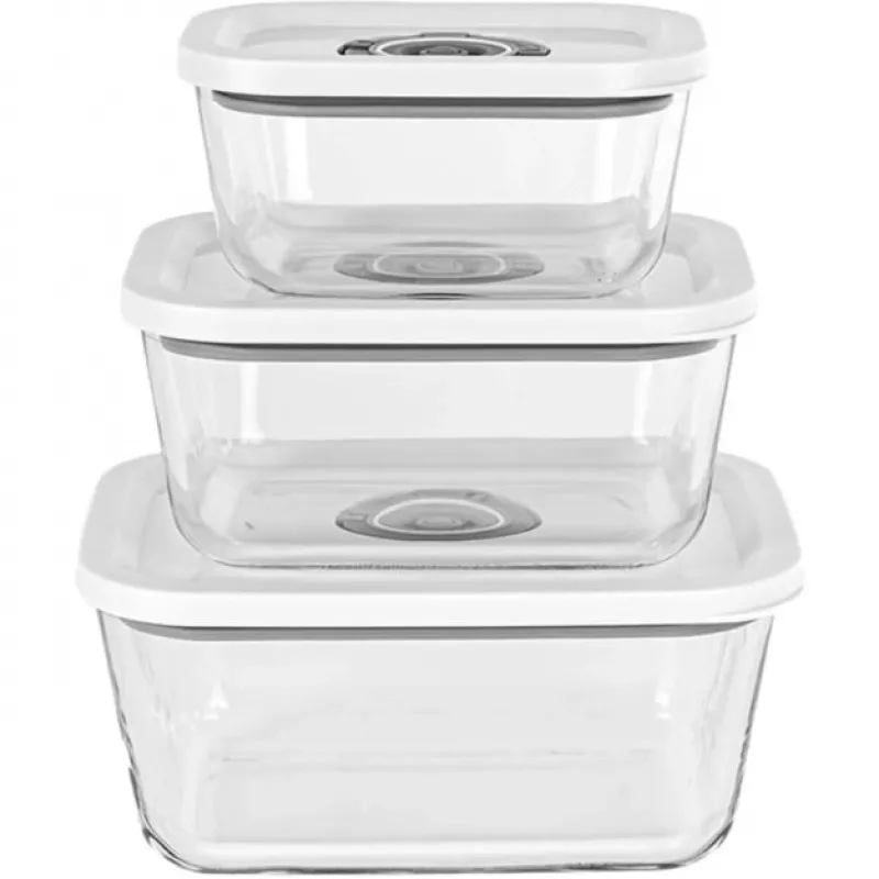 Rommelsbacher Vacuum Sealer Glass Container Set VCG 1, 3-piece (350 ml, 670 ml, 1100 ml), transparent