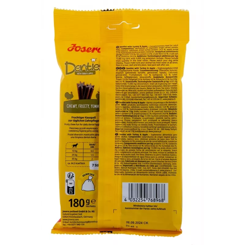 JOSERA Denties Turkey with apple - Dog treat - 180g