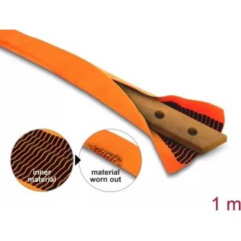 Cable sleeve DELOCK 19029, polyester, orange, operating temp -40–150°C, length 1000 mm