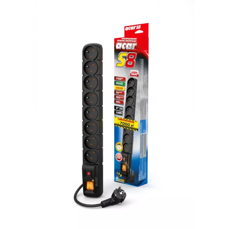 Surge Protector ACAR S8 3M Black