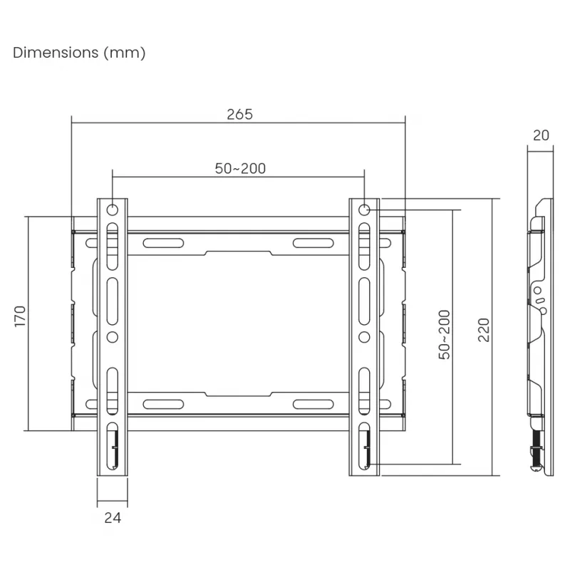 SBOX PLB-2222F-2 TV wall mount bracket for 23–43 kg, 200x200 VESA
