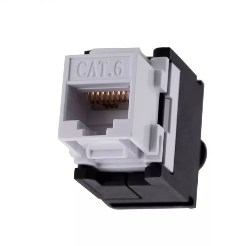 Keystone jack A-LAN MKB-U6-1 — RJ45 U/UTP Cat6, 22/26 AWG, black/white ABS housing