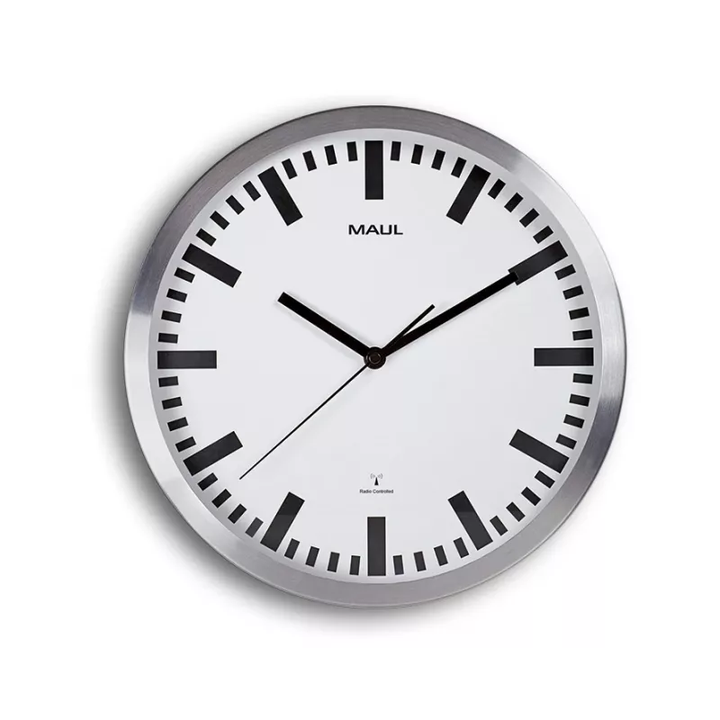 MAUL Wanduhr MAULpilot - AA - 1,5 V - Aluminium - White - Aluminium - Glas - 30 cm (9063308)