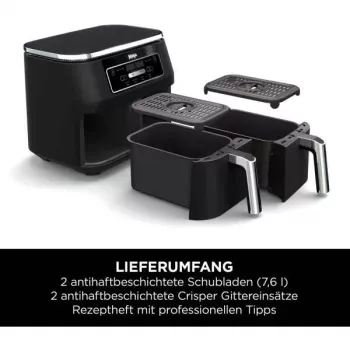 Ninja AF200EU fryer Double 7.6 L Stand-alone 2400 W Hot air fryer Black