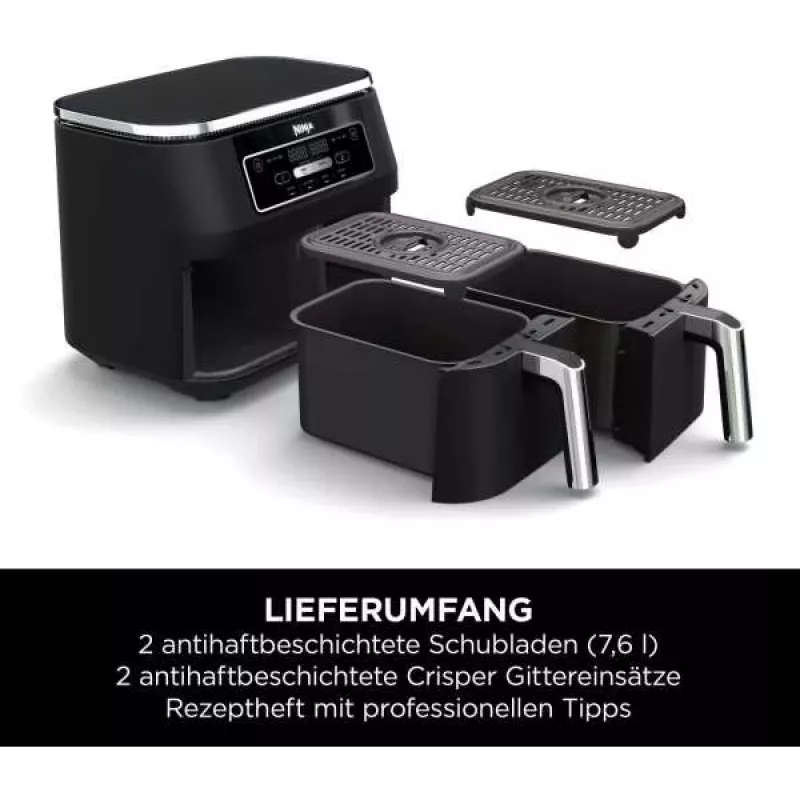 Ninja AF200EU fryer Double 7.6 L Stand-alone 2400 W Hot air fryer Black