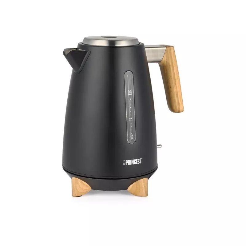 Electric kettle Princess 1.7 L 3000 W, stainless steel housing, cordless, beige/black