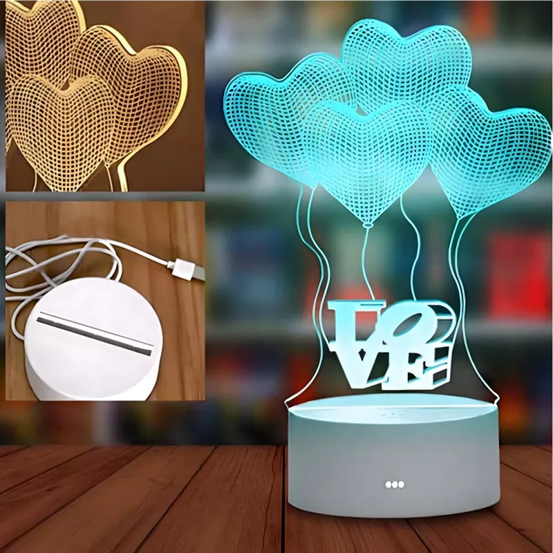 Night Lamp Extralink HOME 3D Optical Illusion Four Hearts USB bedside lamp