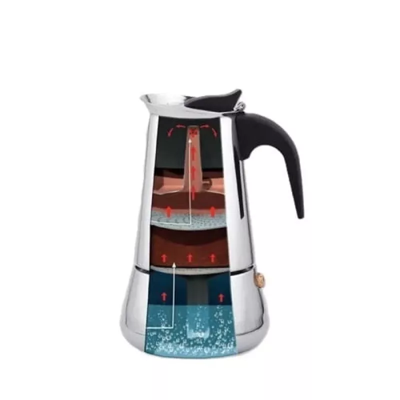 Moka pot Maestro MR-1660-9, stovetop coffee maker for 6 cups, black