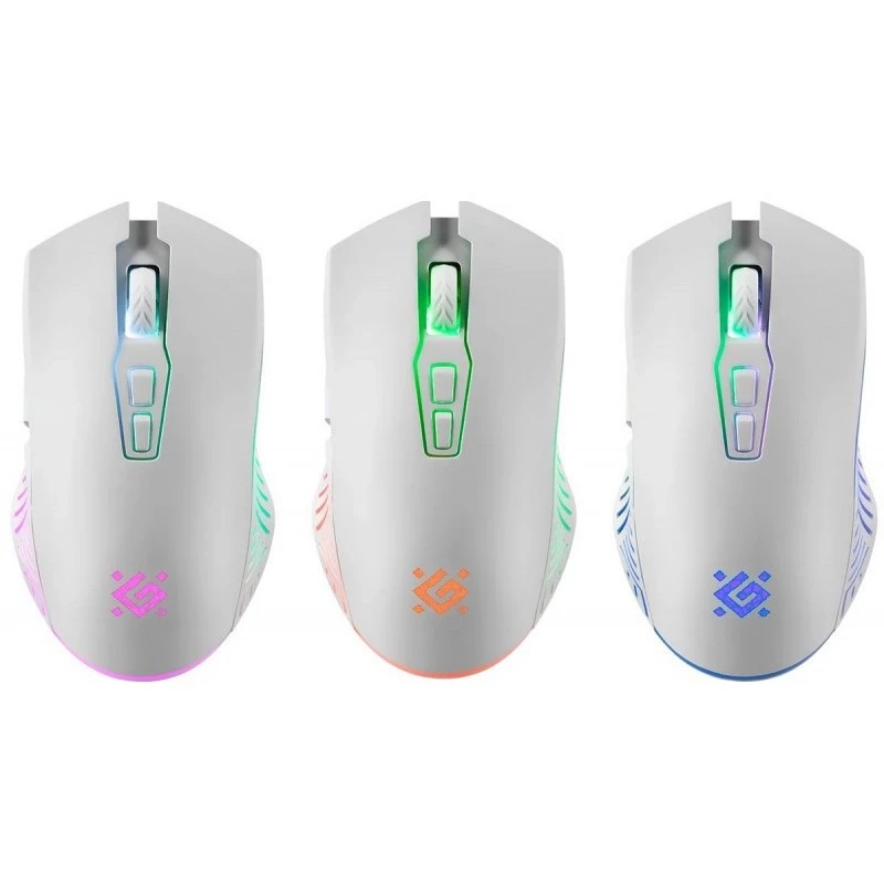 Wireless gaming mouse DEFENDER Pandora White — ambidextrous, 3200 DPI, 6 buttons, programmable, optical, USB