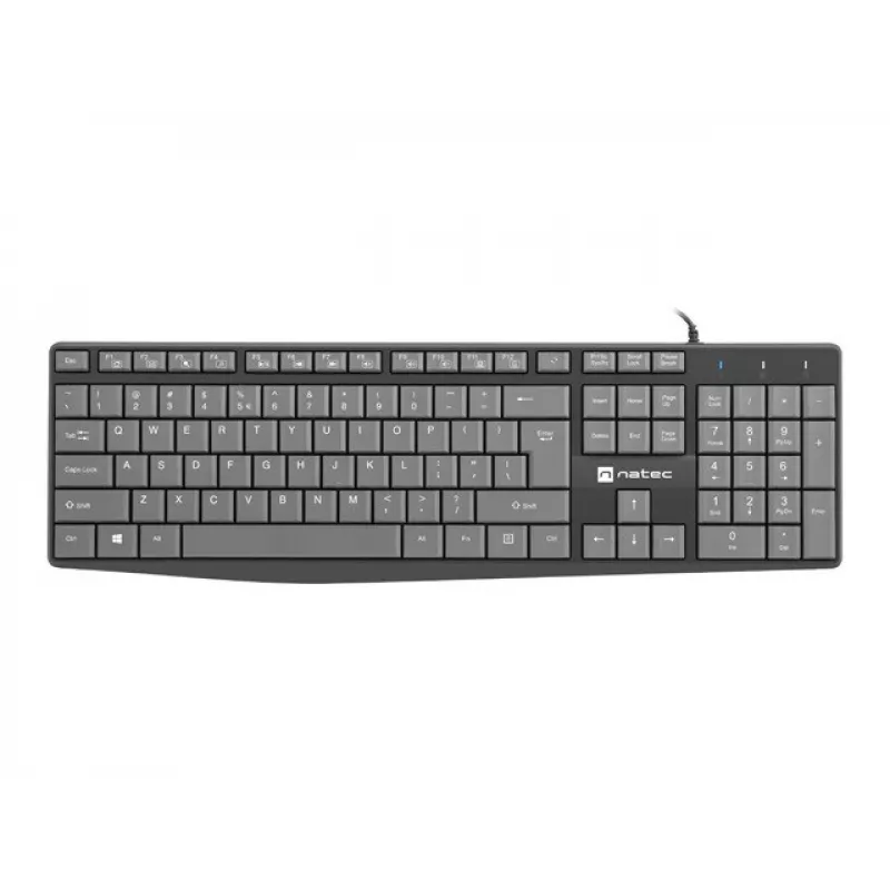 Wired full-size keyboard NATEC NKL-1507 USB QWERTY US International Grey/Black, 105 keys, numeric keypad