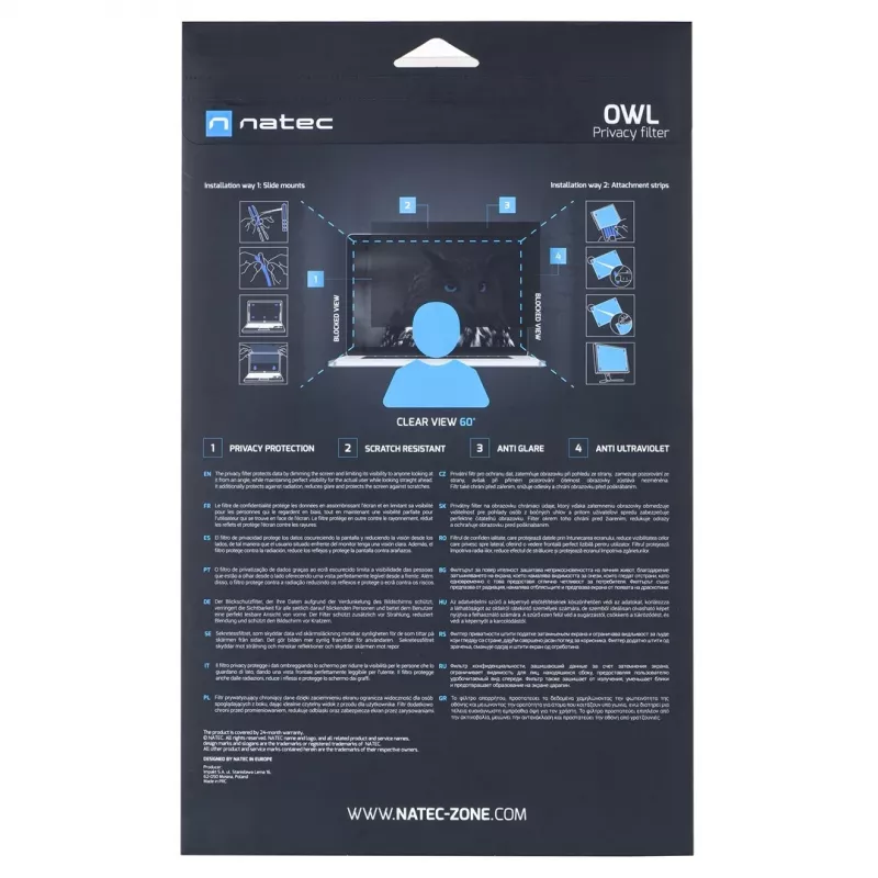 NATEC Owl Frameless display privacy filter 35.6 cm (14)