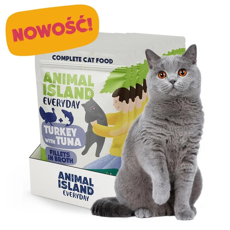 ANIMAL ISLAND turkey with tuna cat food sachets 12x85g