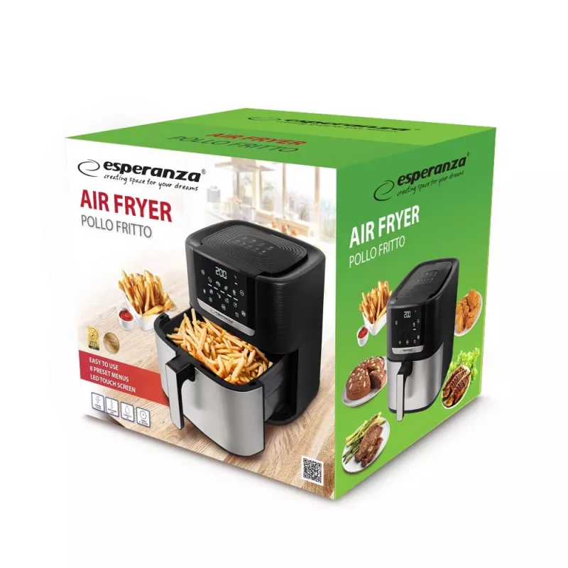 Hot air fryer ESPERANZA EKA004 — 8 L, 1700 W, 8 programs, touch controls, stainless steel