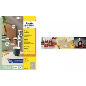 Avery round white labels L3415-10 40 x 40 mm – pack of 10 sheets
