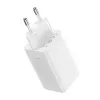 Wall charger Baseus GaN5 Pro 65W — USB + 2×USB-C (QC3.0, PD3.0) with 1m USB-C cable, white