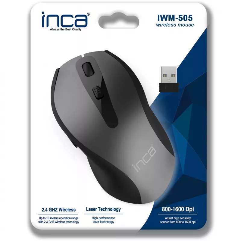 Cian Technology GmbH INCA Mouse IWM-505 Ergon. Wireless 1600 DPI Laser SW retail - Mouse - 1.600 dpi