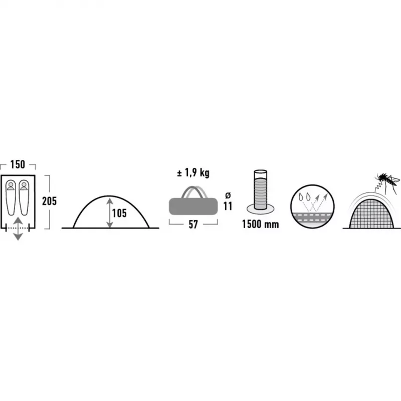 High Peak Monodome Blue, Grey Dome/Igloo tent 10159