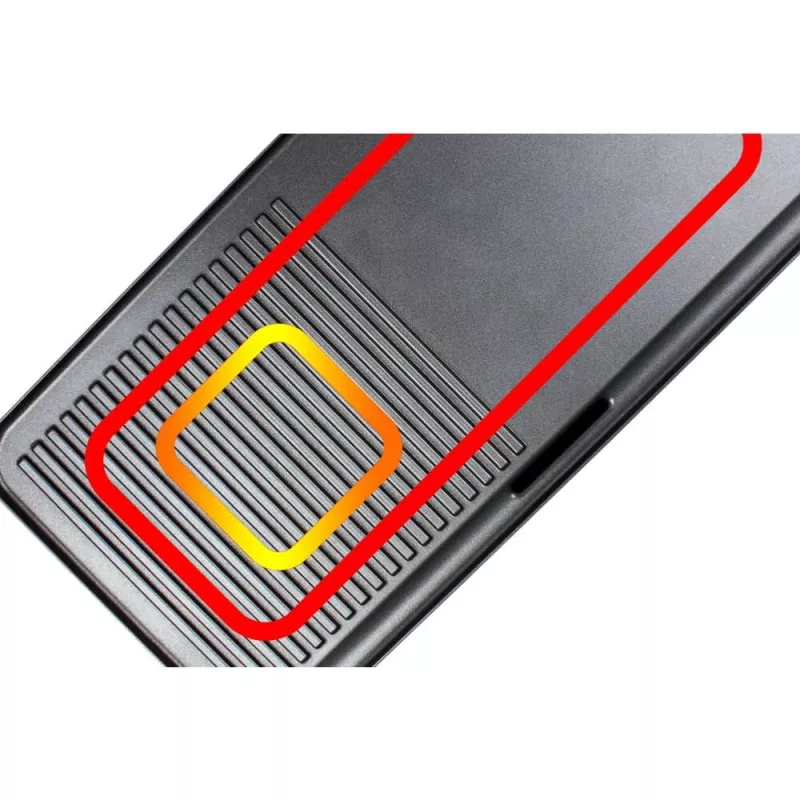 Electric Table Grill Rommelsbacher BBQ 2003 — 1900 W, 50×25 cm, ribbed + Teppanyaki, adjustable thermostat, silver/black