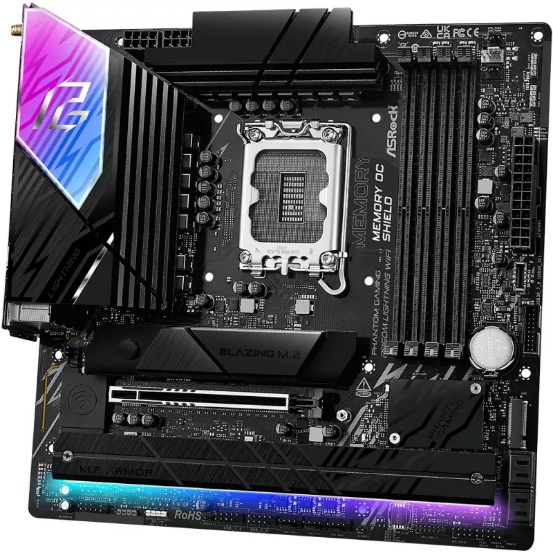 Motherboard ASRock B860M Lightning WiFi — Intel B860, LGA1851, microATX, DDR5, 4 DIMM, Wi‑Fi 6E, 2.5Gb LAN, Thunderbolt 4