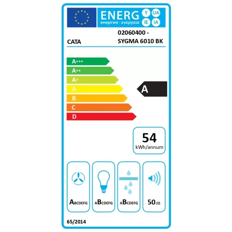 CATA SYGMA 6010 BK Wall-mounted Black 427.1 m³/h