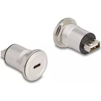 DeLOCK 88193 Socket-Outlet USB A + USB C Black Silver USB 2.0