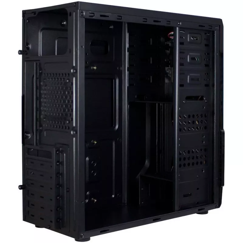 Chassis INTER-TECH B-42 Black Midi Tower, ATX, 2xUSB2.0, Blue LED strip, PSU optional