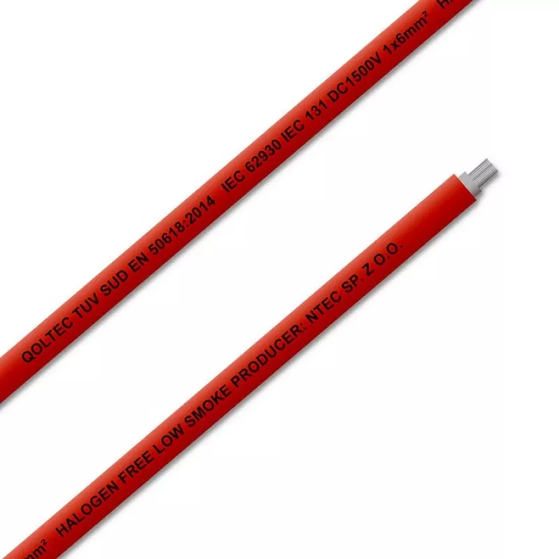 Solar cable QOLTEC 53852 6 mm², 100 m roll, red
