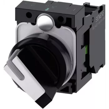 Rotary selector switch front ring plastic black/white 1 x 90° Siemens SIRIUS ACT 3SU1100-2BF60-1BA0