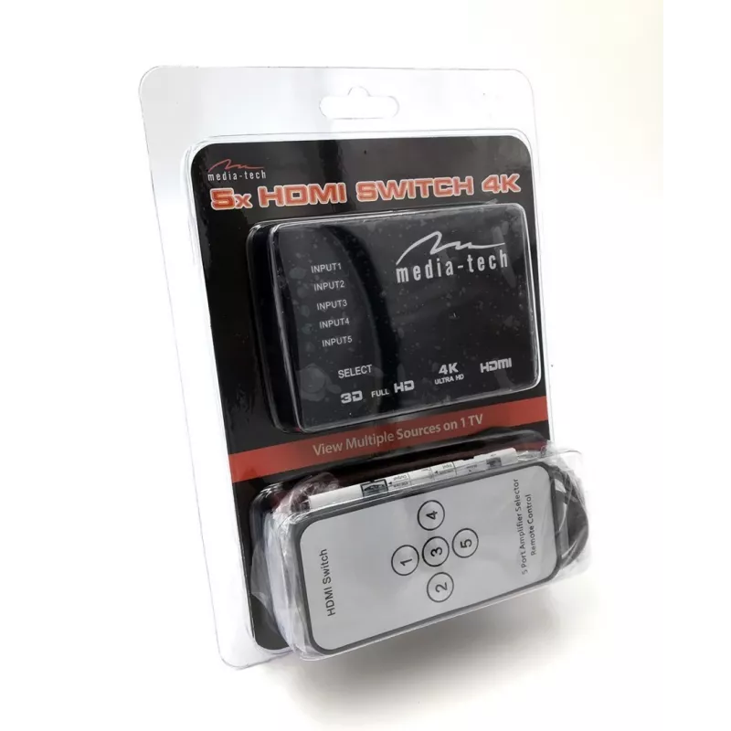 HDMI video switch MEDIA-TECH MT5207, 3x HDMI inputs, 1x HDMI output, black