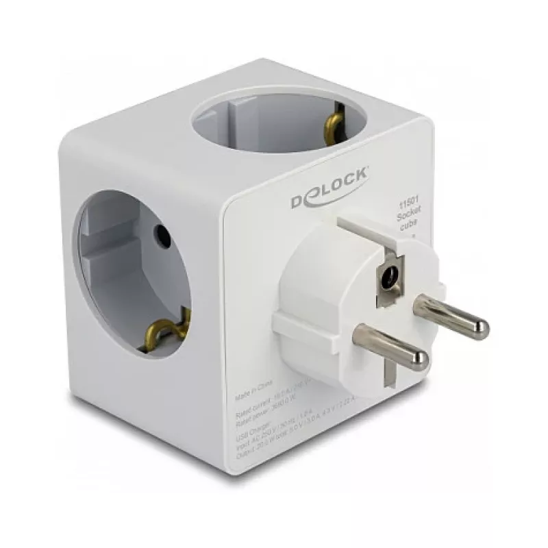 DeLOCK 11501 Power Plug Adapter Type F White 3A USB Ports