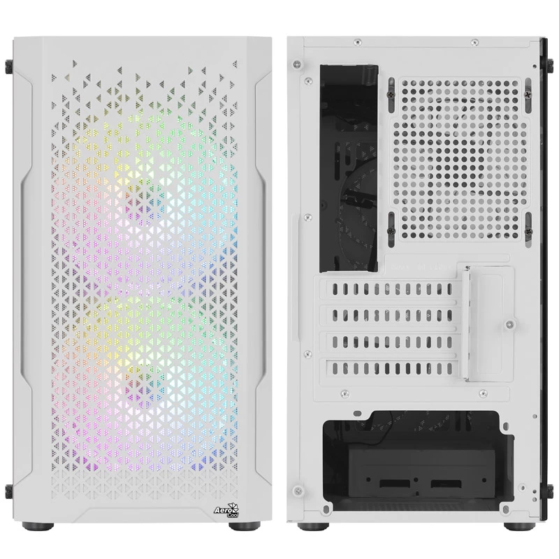 ATX AEROCOOL TRINITY MINI FRGB MICRO MINI TOWER CASE WITH GLASS PANEL (WHITE)