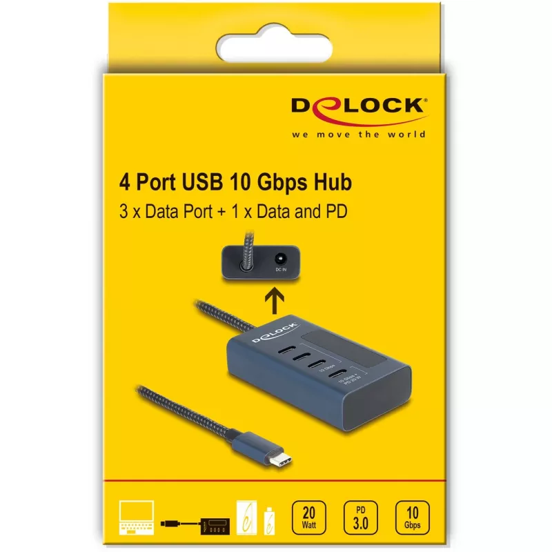 DeLOCK 64189 USB Hub Type-C 10000 Mbit/s Blue Metal