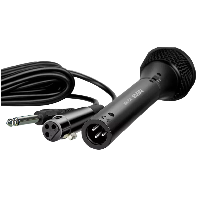 Microphone SVEN MK-100 (Wired, dynamic, metal, cable 4.0 m, 6.3/3.5mm Jack, cardioid, black)