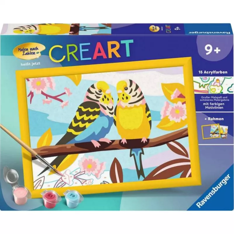 CreArt - Colourful budgerigars, Painting