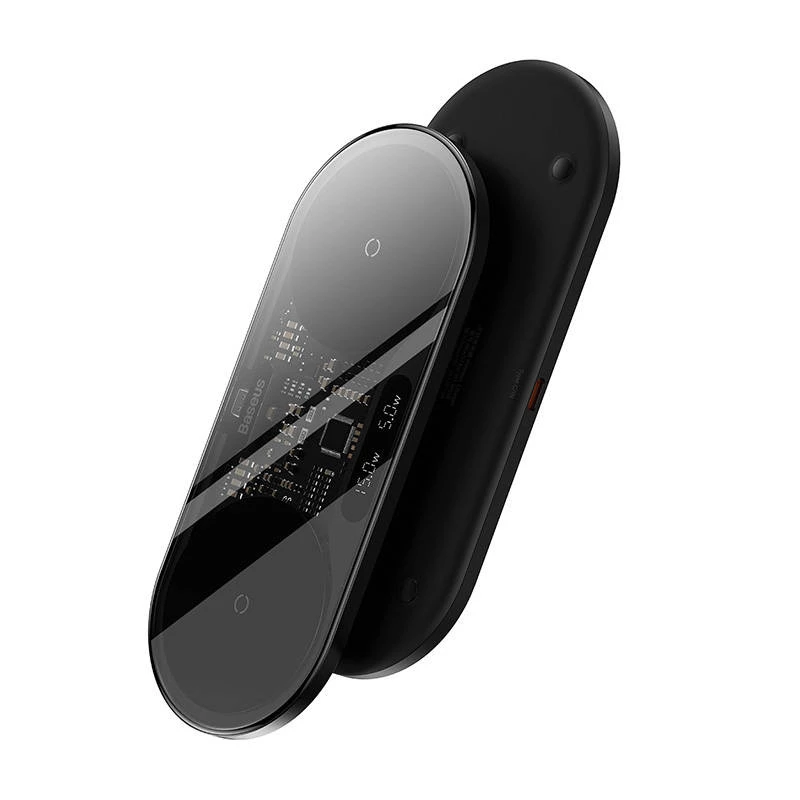 Baseus 2In1 20W Digital Led Display Headphones Black Wireless Charging