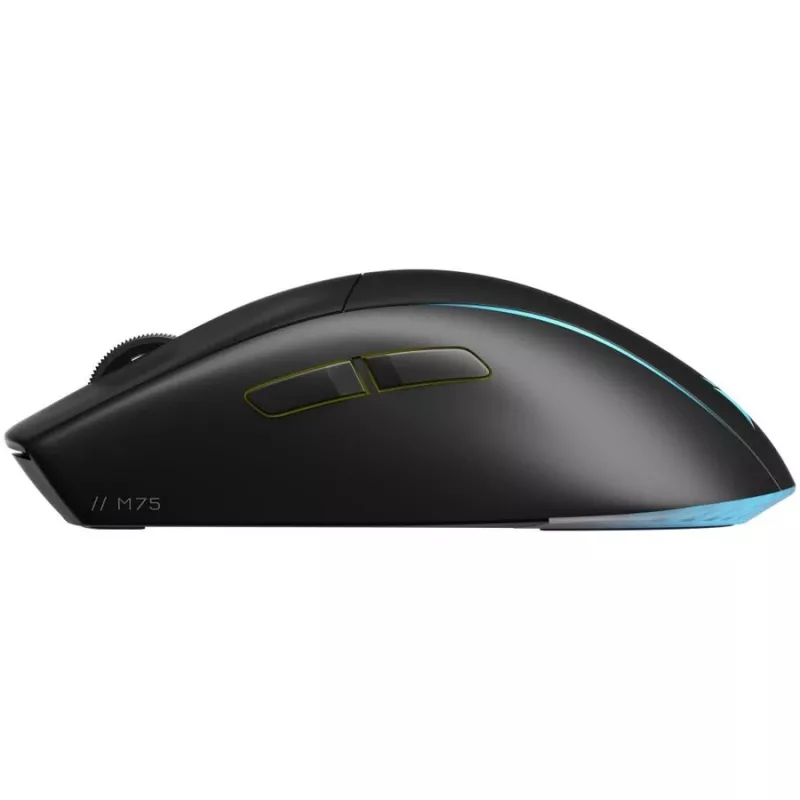 Gaming mouse CORSAIR M75 — black, monochromatic surface, weight 0.089 kg