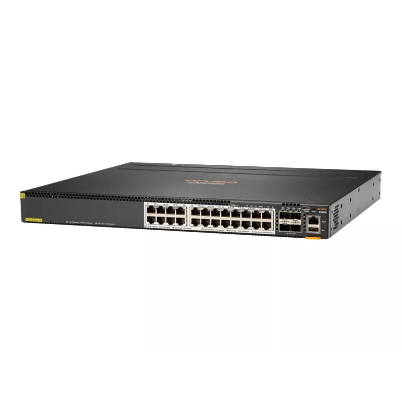 Hewlett Packard Enterprise HPE Aruba 6300M - Switch - L3 - managed - 24 x 1/2,5/5/10GBase-T + 4 x 1 Gigabit / 10 Gigabit / 25 Gigabit / 50 Gigabit SFP56 (Uplink / Stacking) - Front