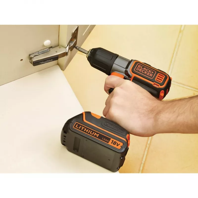 Drill Black & Decker ASD18K-QW, Keyless, 1.5 Ah, Black/Orange