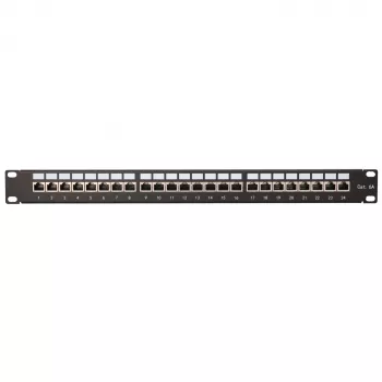 Extralink CAT6A STP 24-Port Shielded Patch Panel, 1U 19-Inch Rackmount, 10G Ready, Black